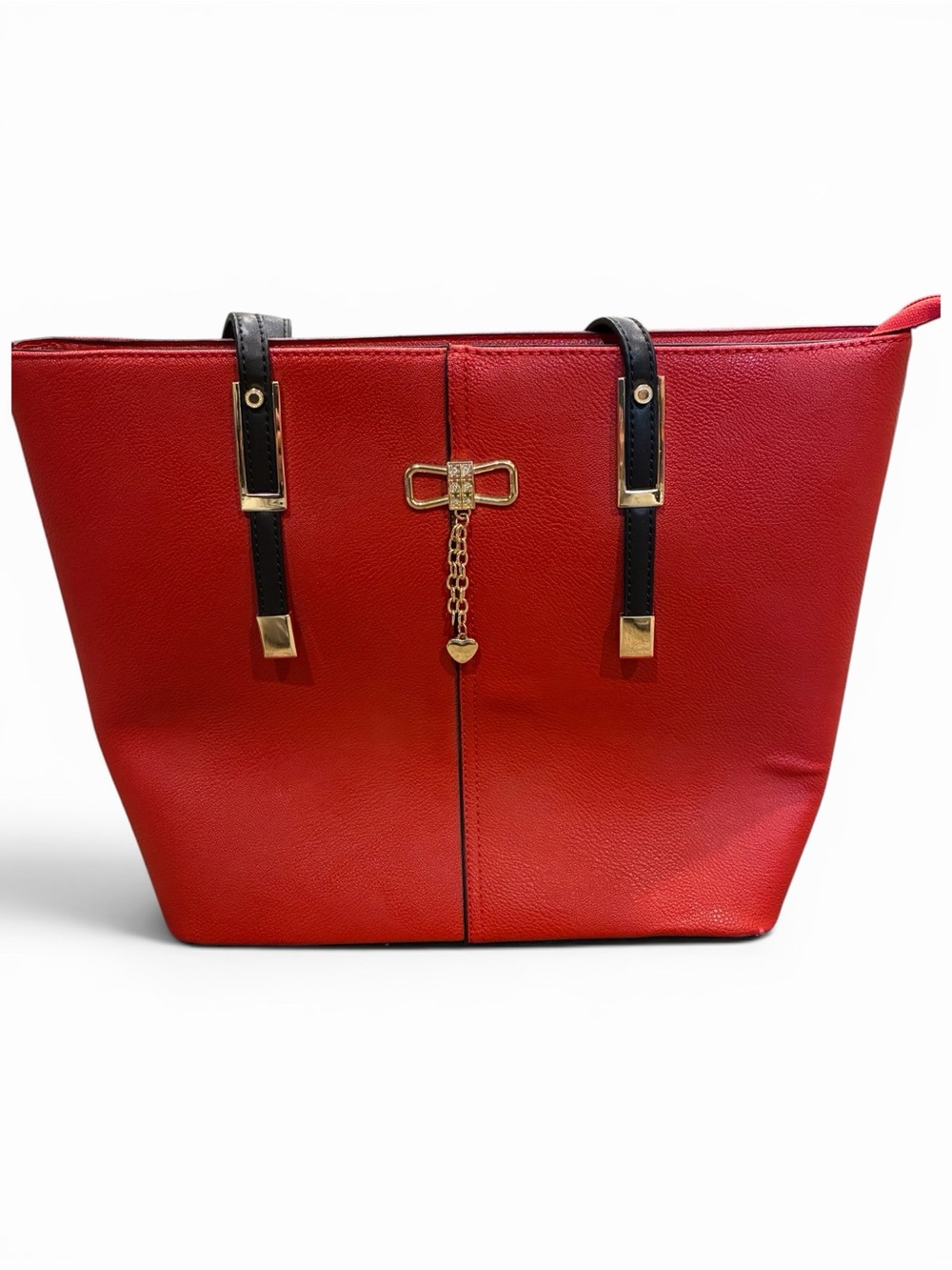 PortoVino  Red Women's Tote Bag with Gold Accent Insulated For Hiding Beverages